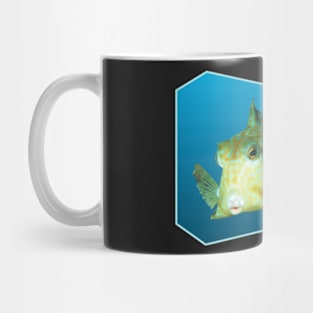 Boxfish | Floating Fish on a blue background | Mug